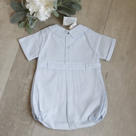 Blue Heirloom PinTucked Button Belted Creeper Feltman Brothers Portrait NWT - Picture 3 of 4